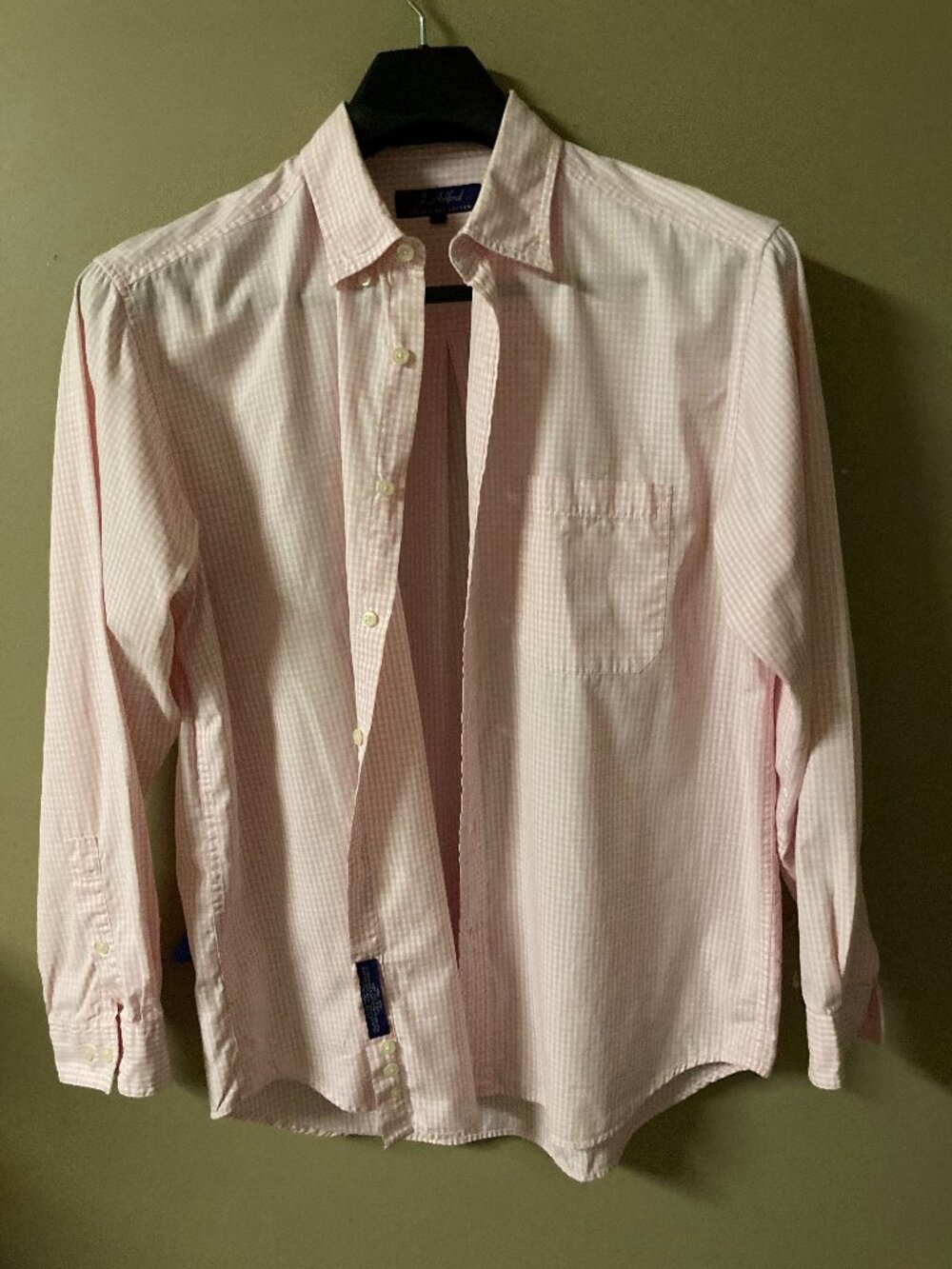 J. ASHFORD 100%  COTTON  LOND SLEEVE PINK-WHITE CHECK SHIRT LARGE